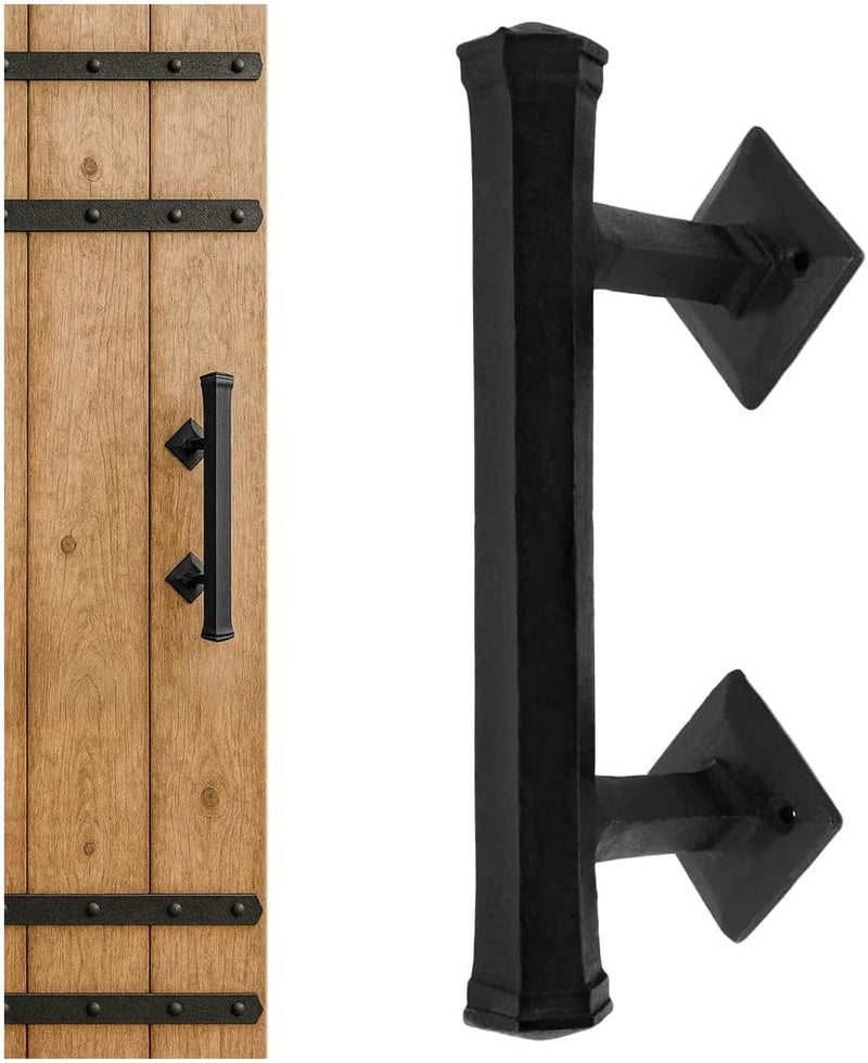 SaKeGa Medieval Hand-Forged Iron Barn Door Handle Pull (1 Pc) | (2 in × 9 in) Black Vintage Gate & Cabinet Handle | Heavy-Duty Rustic Farmhouse & Gothic Handle - Image 1